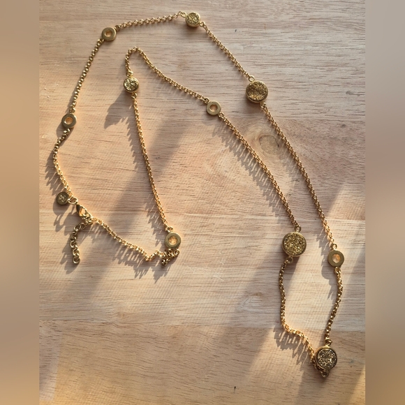 Vintage Christian Dior Druzy  Gold Plated  Station Statement Necklace - Picture 4 of 11